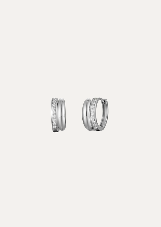Selene Pavé Dome Huggie Earrings