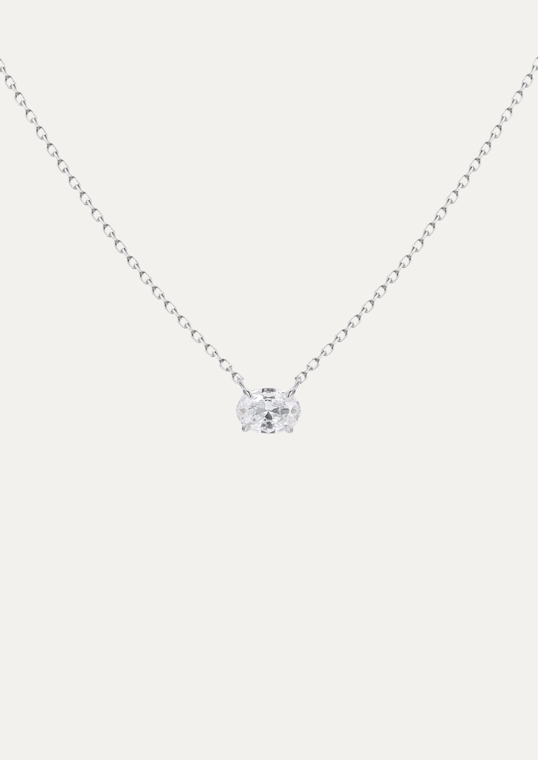 Elena Oval Diamond Solitaire Necklace - Daiya Jewels 