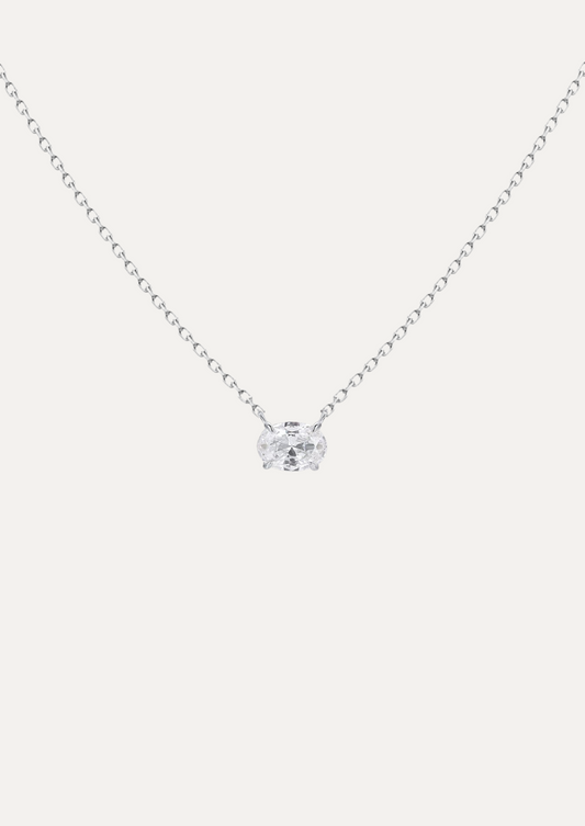 Elena Oval Diamond Solitaire Necklace - Daiya Jewels 