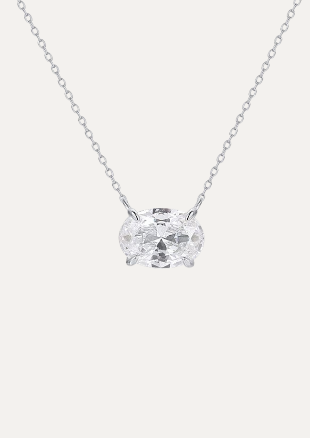 Elena Oval Diamond Solitaire Necklace - Daiya Jewels 